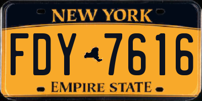 NY license plate FDY7616