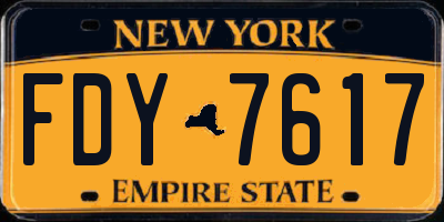 NY license plate FDY7617