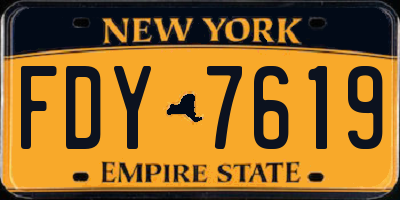 NY license plate FDY7619