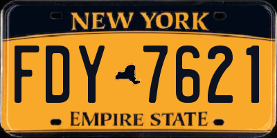 NY license plate FDY7621