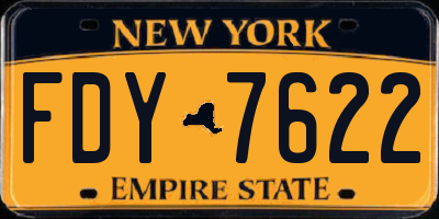NY license plate FDY7622