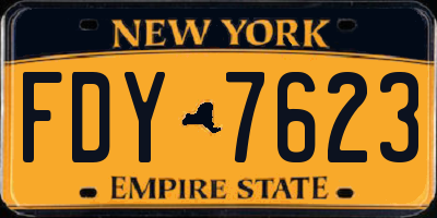NY license plate FDY7623