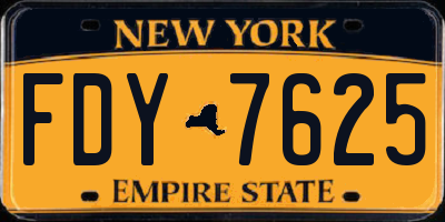 NY license plate FDY7625