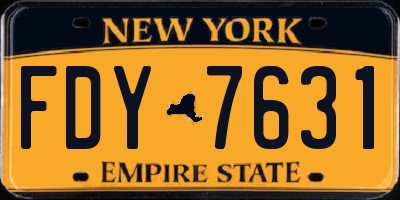 NY license plate FDY7631