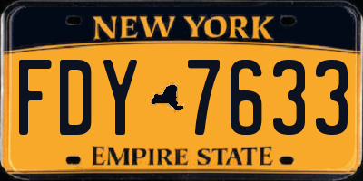 NY license plate FDY7633