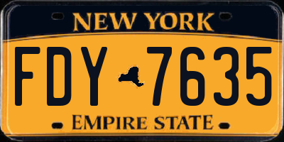 NY license plate FDY7635