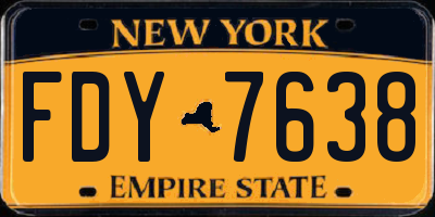 NY license plate FDY7638