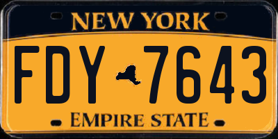 NY license plate FDY7643