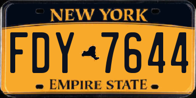NY license plate FDY7644