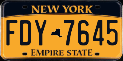 NY license plate FDY7645