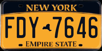 NY license plate FDY7646