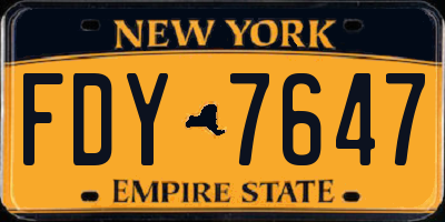 NY license plate FDY7647