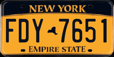 NY license plate FDY7651