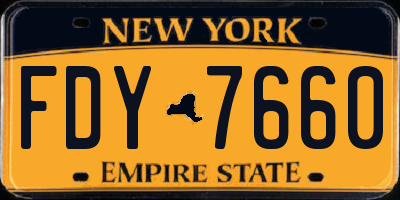 NY license plate FDY7660