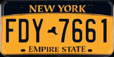 NY license plate FDY7661