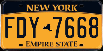 NY license plate FDY7668