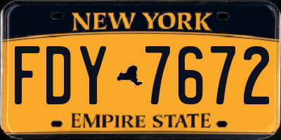NY license plate FDY7672