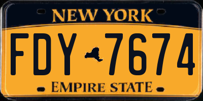NY license plate FDY7674