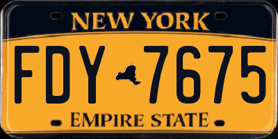 NY license plate FDY7675