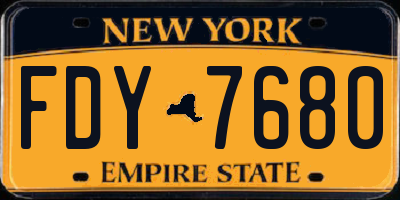 NY license plate FDY7680