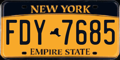 NY license plate FDY7685