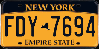 NY license plate FDY7694