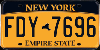 NY license plate FDY7696