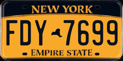 NY license plate FDY7699