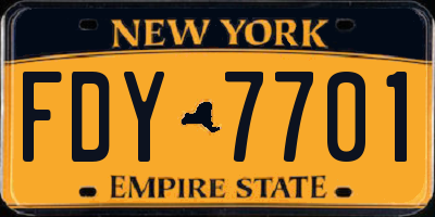 NY license plate FDY7701