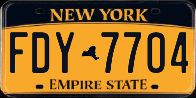 NY license plate FDY7704