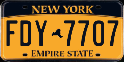 NY license plate FDY7707