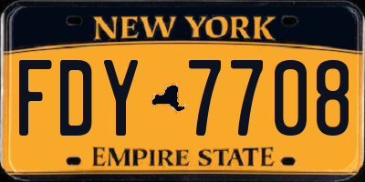 NY license plate FDY7708