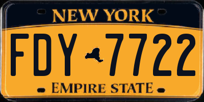 NY license plate FDY7722