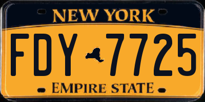 NY license plate FDY7725