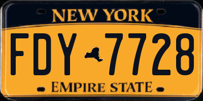 NY license plate FDY7728