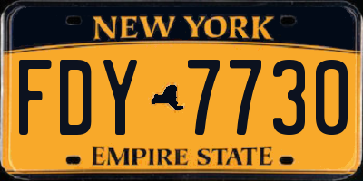 NY license plate FDY7730