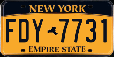 NY license plate FDY7731