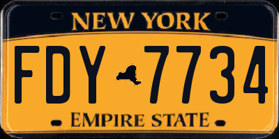 NY license plate FDY7734