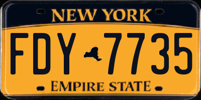 NY license plate FDY7735