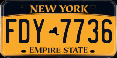 NY license plate FDY7736