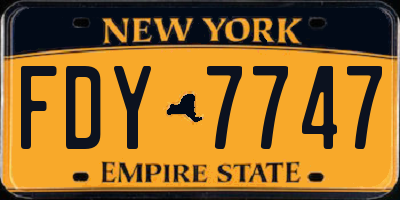 NY license plate FDY7747