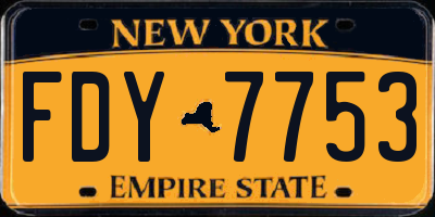 NY license plate FDY7753