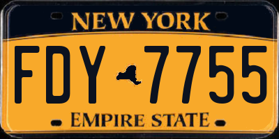 NY license plate FDY7755