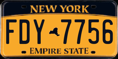 NY license plate FDY7756