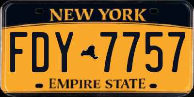 NY license plate FDY7757