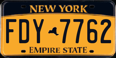 NY license plate FDY7762