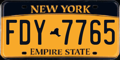 NY license plate FDY7765