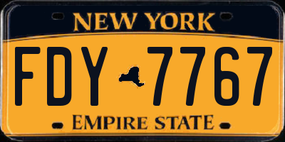 NY license plate FDY7767