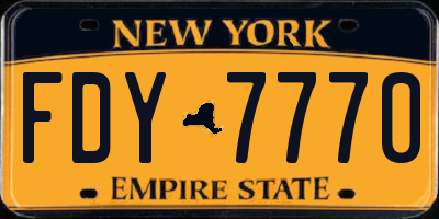 NY license plate FDY7770