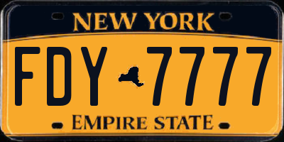 NY license plate FDY7777
